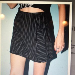 Brandy Melville black & white polka dot wrap skirt